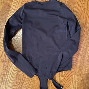 Skims Essential Crew Neck Long Sleeve Bodysuit - Onyx S/M